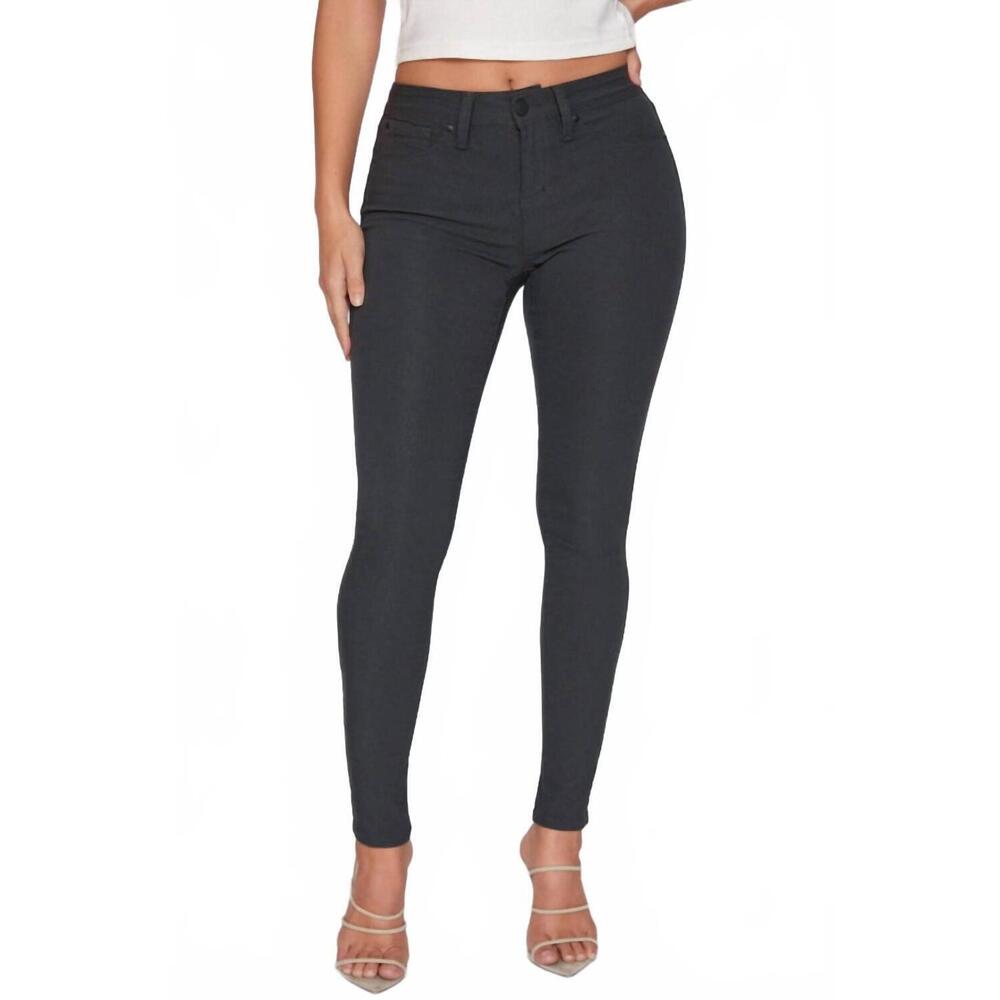 NEW YMI women's bianca mid-rise skinny jeans in black